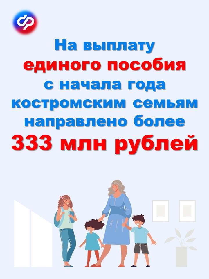 С начала года Отделение СФР по Костромской области назначило единое пособие на 18 420 детей