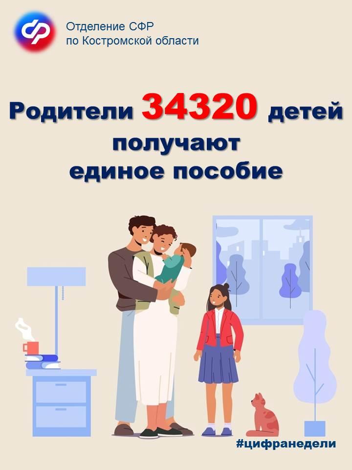 В Костромской области родители более 34 тысяч детей получают единое пособие